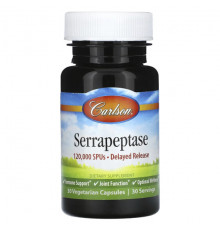 Пищеварительные ферменты Serrapeptase, Delayed Release, 120,000 SPUs, 30 Vegetarian Capsules