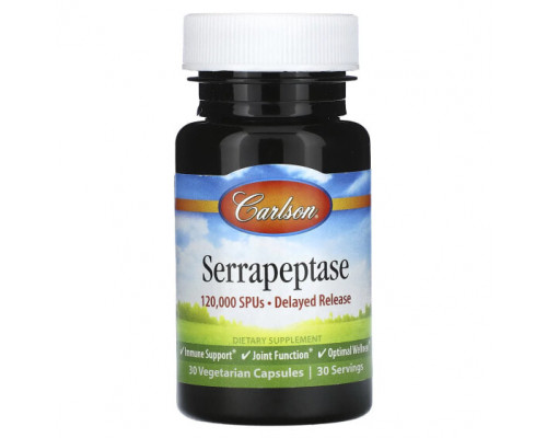 Пищеварительные ферменты Serrapeptase, Delayed Release, 120,000 SPUs, 30 Vegetarian Capsules Пищеварительные ферменты Serrapeptase, Delayed Release, 120,000 SPUs, 30 Vegetarian Capsules