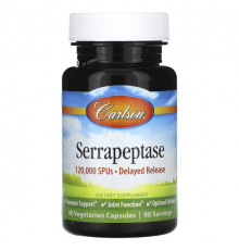 Пищеварительные ферменты Serrapeptase, Delayed Release, 120,000 SPUs, 90 Vegetarian Capsules