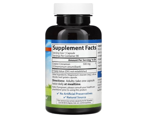 Carlson, Ceylon Cinnamon, 90 Capsules Carlson, Ceylon Cinnamon, 90 Capsules