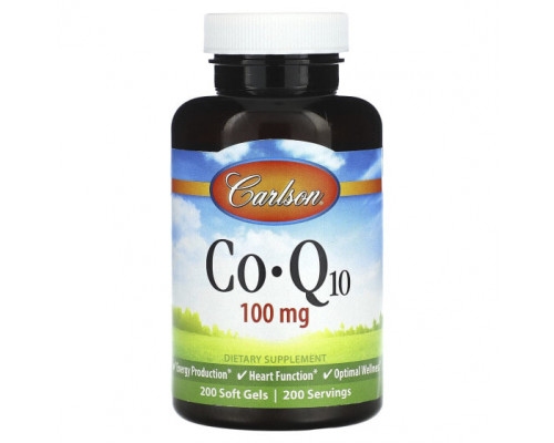 Коэнзим Q10 Carlson, Co-Q10, 100 мг, 200 мягких таблеток Коэнзим Q10 Carlson, Co-Q10, 100 мг, 200 мягких таблеток