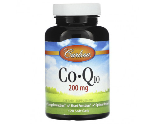 Коэнзим Q10 Carlson, Co-Q10, 200 мг, 120 мягких таблеток Коэнзим Q10 Carlson, Co-Q10, 200 мг, 120 мягких таблеток