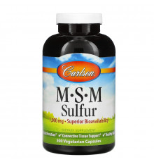 Carlson Labs, MSM Sulfur, 1000 мг, 300 вегетарианских капсул