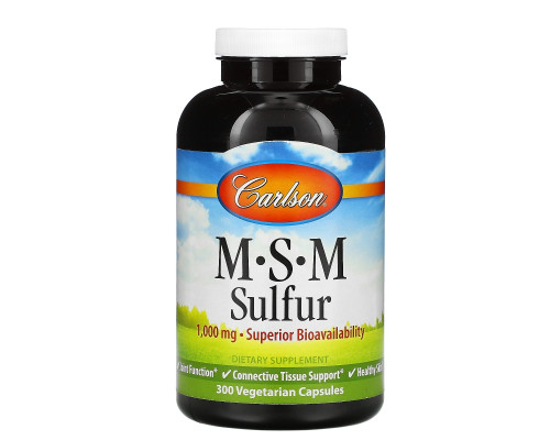 Carlson Labs, MSM Sulfur, 1000 мг, 300 вегетарианских капсул Carlson Labs, MSM Sulfur, 1000 мг, 300 вегетарианских капсул