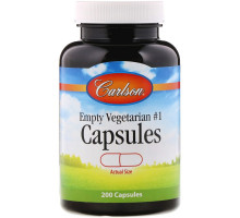 Carlson Labs, Пустые вегетарианские капсулы №1, 200 капсул