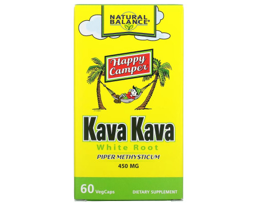 Natural Balance, Happy Camper, Kava Kava White Root, 450 mg, 60 VegCaps Natural Balance, Happy Camper, Kava Kava White Root, 450 mg, 60 VegCaps