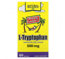 Для здорового сна Natural Balance, Happy camper, L-триптофан, 500 мг, 60 растительных капсул