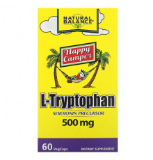 Для здорового сна Natural Balance, Happy camper, L-триптофан, 500 мг, 60 растительных капсул
