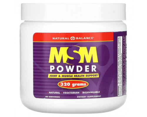 Для мышц и суставов Natural Balance, МСМ в порошке, 320 г Для мышц и суставов Natural Balance, МСМ в порошке, 320 г