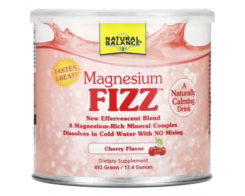 Магний Natural Balance, магний Fizz, со вкусом вишни, 492 г (17,4 унции) Магний Natural Balance, магний Fizz, со вкусом вишни, 492 г (17,4 унции)
