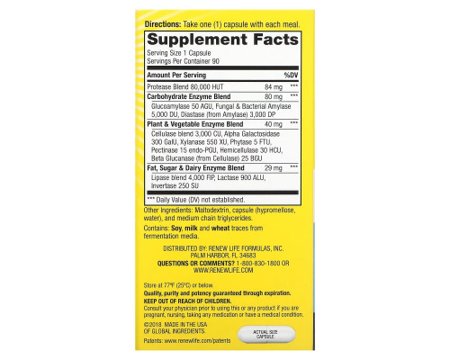 Renew Life, DigestMore Ultra Enzymes, 90 Vegetarian Capsules Renew Life, DigestMore Ultra Enzymes, 90 Vegetarian Capsules