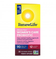 Renew Life, Ultimate Flora, Women's Care Probiotic, 90 Billion Live Cultures, 30 Vegetarian Capsules