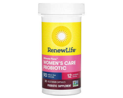 Renew Life, Ultimate Flora, Women's Care Probiotic, 90 Billion Live Cultures, 30 Vegetarian Capsules Renew Life, Ultimate Flora, Women's Care Probiotic, 90 Billion Live Cultures, 30 Vegetarian Capsules