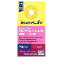 Пребиотики и пробиотики Renew Life, пробиотик для женского здоровья, 90 млрд КОЕ, 60 вегетарианских капсул