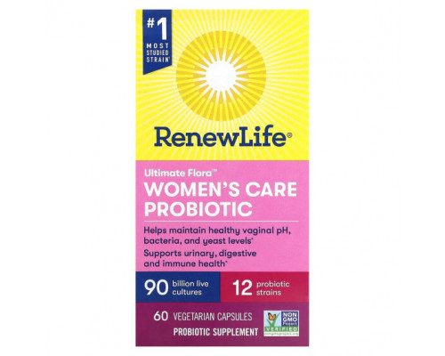 Пребиотики и пробиотики Renew Life, пробиотик для женского здоровья, 90 млрд КОЕ, 60 вегетарианских капсул Пребиотики и пробиотики Renew Life, пробиотик для женского здоровья, 90 млрд КОЕ, 60 вегетарианских капсул