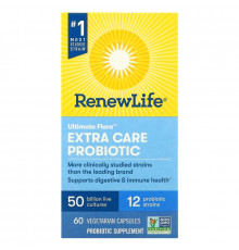 Renew Life, Extra Care, Ultimate Flora Probiotic, 50 Billion Live Cultures, 60 Vegetarian Capsules