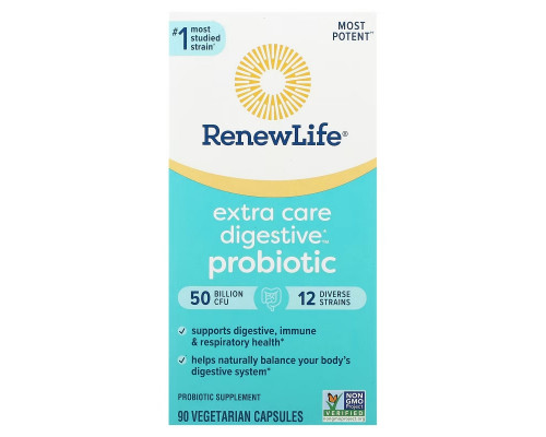 Renew Life, Extra Care, Ultimate Flora Probiotic, 50 Billion Live Cultures, 90 Vegetarian Capsules Renew Life, Extra Care, Ultimate Flora Probiotic, 50 Billion Live Cultures, 90 Vegetarian Capsules