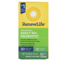 Renew Life, Ultimate Flora, Adult 50+ Probiotic, 30 Billion Live Cultures, 60 Vegetarian Capsules