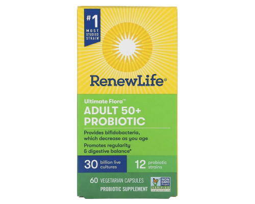 Renew Life, Ultimate Flora, Adult 50+ Probiotic, 30 Billion Live Cultures, 60 Vegetarian Capsules Renew Life, Ultimate Flora, Adult 50+ Probiotic, 30 Billion Live Cultures, 60 Vegetarian Capsules