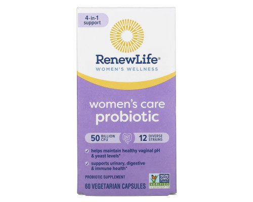 Renew Life, Women's Care Probiotic, 50 Billion CFU, 60 Vegetarian Capsules Renew Life, Women's Care Probiotic, 50 Billion CFU, 60 Vegetarian Capsules