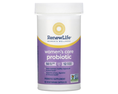 Renew Life, Women's Care Probiotic, 50 Billion CFU, 60 Vegetarian Capsules Renew Life, Women's Care Probiotic, 50 Billion CFU, 60 Vegetarian Capsules