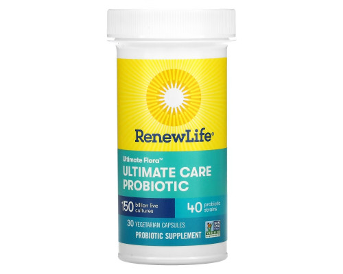 Renew Life, Ultimate Flora, Ultimate Care Probiotic, 150 Billion Live Cultures, 30 Vegetarian Capsules Renew Life, Ultimate Flora, Ultimate Care Probiotic, 150 Billion Live Cultures, 30 Vegetarian Capsules