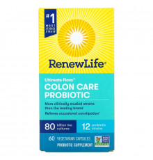 Renew Life, Ultimate Flora Colon Care Probiotic, 80 млрд КОЕ, 60 вегетарианских капсул