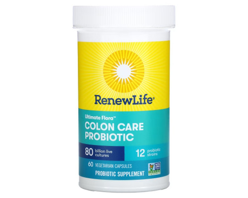 Renew Life, Ultimate Flora Colon Care Probiotic, 80 млрд КОЕ, 60 вегетарианских капсул Renew Life, Ultimate Flora Colon Care Probiotic, 80 млрд КОЕ, 60 вегетарианских капсул