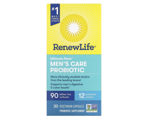 Renew Life, Ultimate Flora, Men's Care Probiotic, 90 Billion Live Cultures, 30 Vegetarian Capsules Renew Life, Ultimate Flora, Men's Care Probiotic, 90 Billion Live Cultures, 30 Vegetarian Capsules