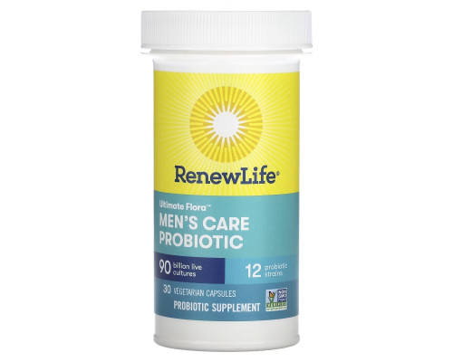 Renew Life, Ultimate Flora, Men's Care Probiotic, 90 Billion Live Cultures, 30 Vegetarian Capsules Renew Life, Ultimate Flora, Men's Care Probiotic, 90 Billion Live Cultures, 30 Vegetarian Capsules