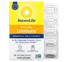 Renew Life, Everyday Immune, Probiotics, Zinc & Vitamin C, 30 Vegetarian Capsules