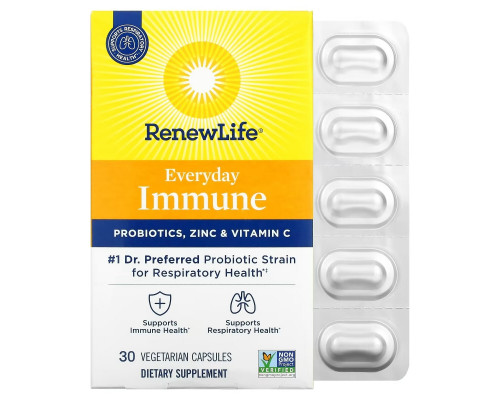 Renew Life, Everyday Immune, Probiotics, Zinc & Vitamin C, 30 Vegetarian Capsules Renew Life, Everyday Immune, Probiotics, Zinc & Vitamin C, 30 Vegetarian Capsules