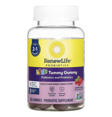 Детское здоровье Renew Life, Kids Tummy Gummy, Prebiotics and Probiotics, Raspberry, 30 Gummies