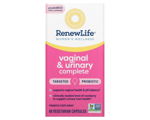 Renew Life, Women's Wellness, Vaginal & Urinary Complete, 60 Vegetarian Capsules Renew Life, Women's Wellness, Vaginal & Urinary Complete, 60 Vegetarian Capsules