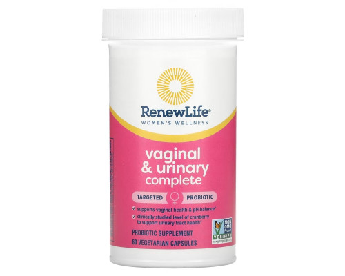 Renew Life, Women's Wellness, Vaginal & Urinary Complete, 60 Vegetarian Capsules Renew Life, Women's Wellness, Vaginal & Urinary Complete, 60 Vegetarian Capsules