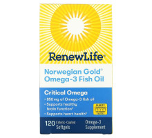 Renew Life, Norwegian Gold Omega-3 Fish Oil, 850 mg, 120 Enteric-Coated Softgels
