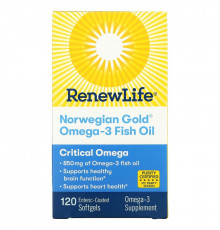 Renew Life, Norwegian Gold Omega-3 Fish Oil, 850 mg, 120 Enteric-Coated Softgels