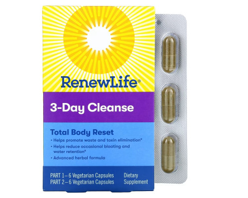 Renew Life, 3-Day Cleanse, Total Body Reset, 12 Vegetarian Capsules Renew Life, 3-Day Cleanse, Total Body Reset, 12 Vegetarian Capsules