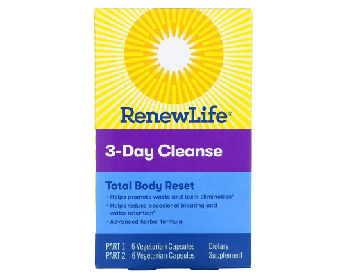 Renew Life, 3-Day Cleanse, Total Body Reset, 12 Vegetarian Capsules Renew Life, 3-Day Cleanse, Total Body Reset, 12 Vegetarian Capsules