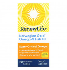 Renew Life Norwegian Gold Рыбий Жир Супер Необходимые Омега 30 гелевых капсул