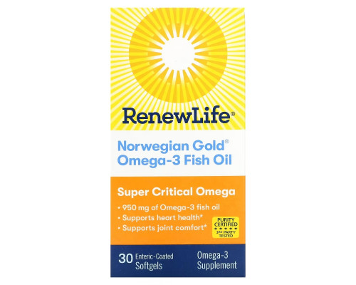 Renew Life Norwegian Gold Рыбий Жир Супер Необходимые Омега 30 гелевых капсул Renew Life Norwegian Gold Рыбий Жир Супер Необходимые Омега 30 гелевых капсул