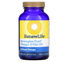 Renew Life Ultimate Fish Oils Critical Omega Natural Orange Flavor 1200 mg 60 Fish Gels