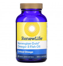 Renew Life Ultimate Fish Oils Critical Omega Natural Orange Flavor 1200 mg 60 Fish Gels