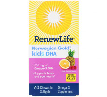 Renew Life "Норвежское золото" ДГК для детей фруктовый вкус 60 жевательных мягких капсул