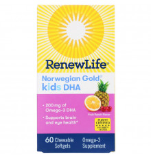 Renew Life "Норвежское золото" ДГК для детей фруктовый вкус 60 жевательных мягких капсул