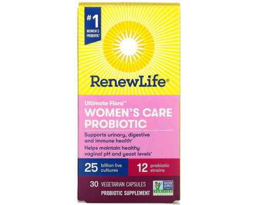 Renew Life, Ultimate Flora, Women's Care Probiotic, 25 Billion Live Cultures, 30 Vegetarian Capsules Renew Life, Ultimate Flora, Women's Care Probiotic, 25 Billion Live Cultures, 30 Vegetarian Capsules