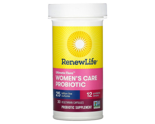 Renew Life, Ultimate Flora, Women's Care Probiotic, 25 Billion Live Cultures, 30 Vegetarian Capsules Renew Life, Ultimate Flora, Women's Care Probiotic, 25 Billion Live Cultures, 30 Vegetarian Capsules