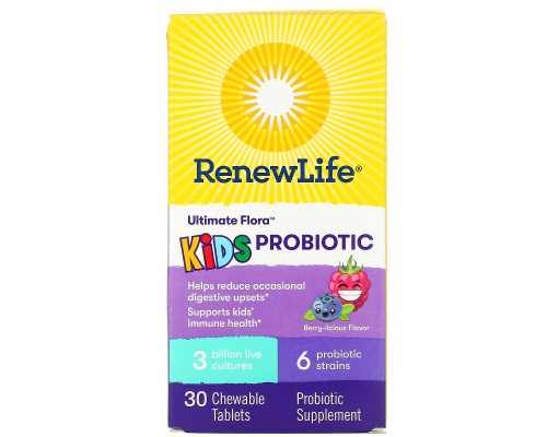 Renew Life Ultimate Flora Kids Probiotic Berry 30 Chewable Tablets Renew Life Ultimate Flora Kids Probiotic Berry 30 Chewable Tablets