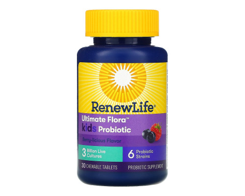 Renew Life Ultimate Flora Kids Probiotic Berry 30 Chewable Tablets Renew Life Ultimate Flora Kids Probiotic Berry 30 Chewable Tablets