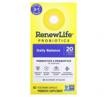 Для пищеварительной системы Renew Life, Пробиотики, Daily Balance, 60 вегетарианских капсул